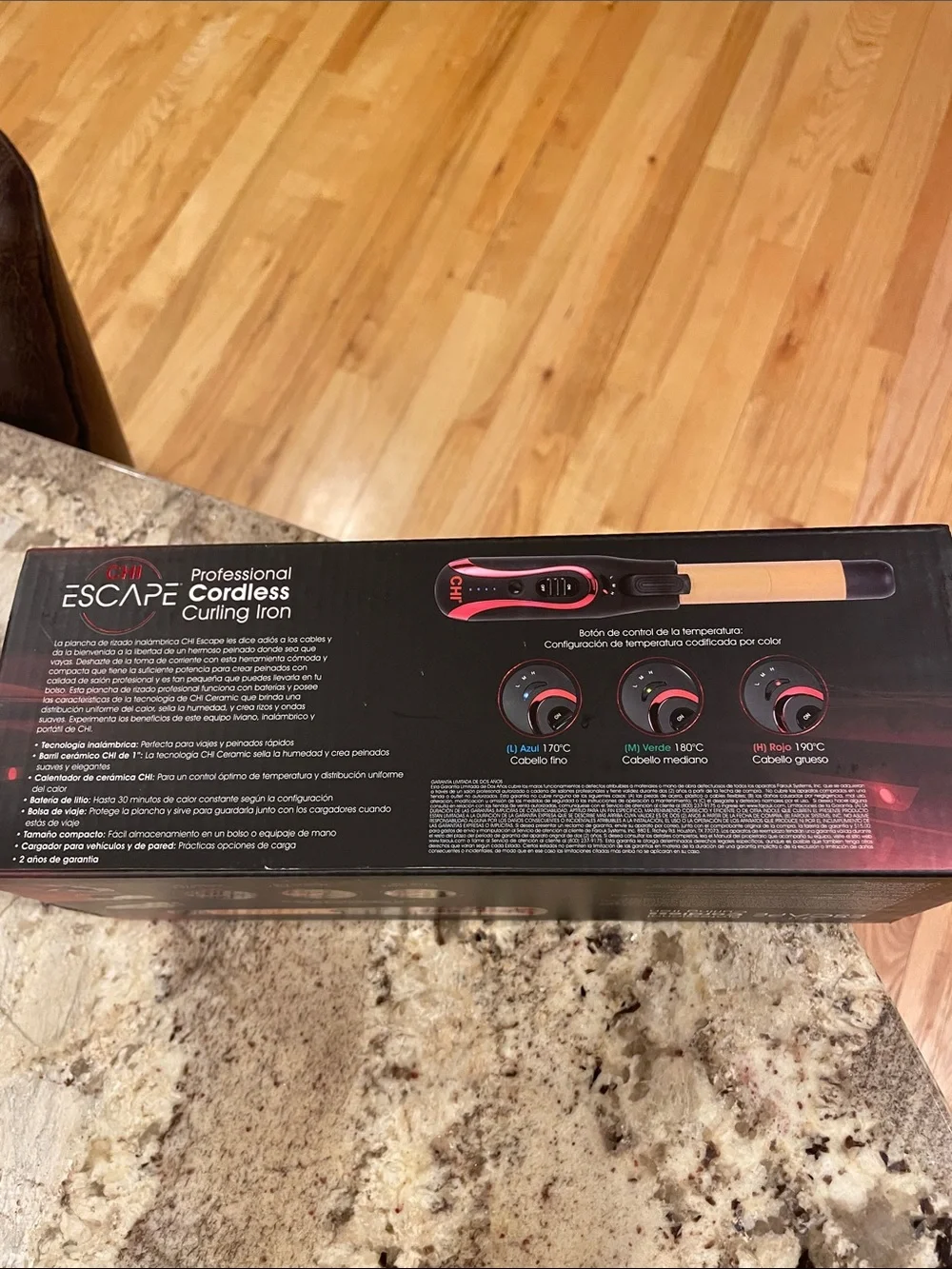 NWT CHI Escape Professional Cordless Curling Iron - Black & Gold